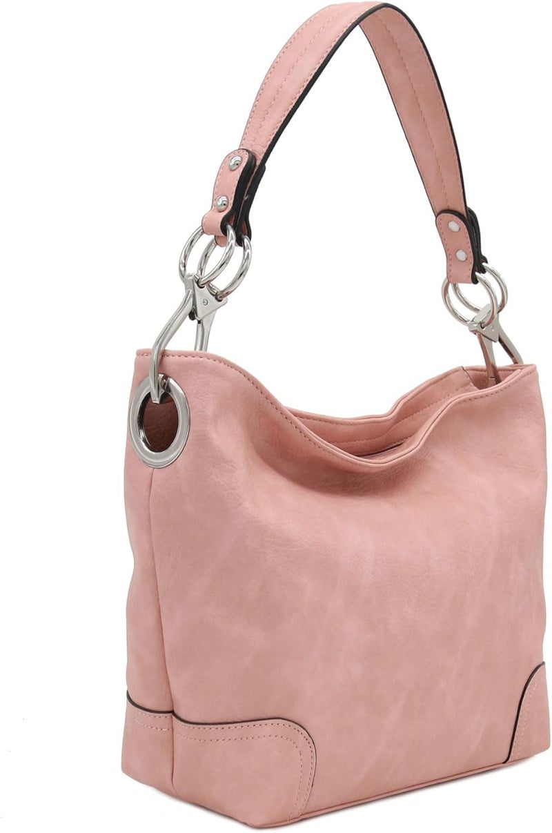 Alyssa Hobo Shoulder Bag with Big Snap Hook Hardware - Image 1